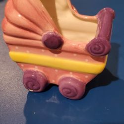 Vintage Baby Carriage * GIRL * Betallic LLC. Ceramic * Planter * Vase * Trinket