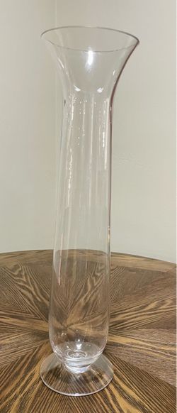 Tall Glass Trumpet Vase      17 inches tall