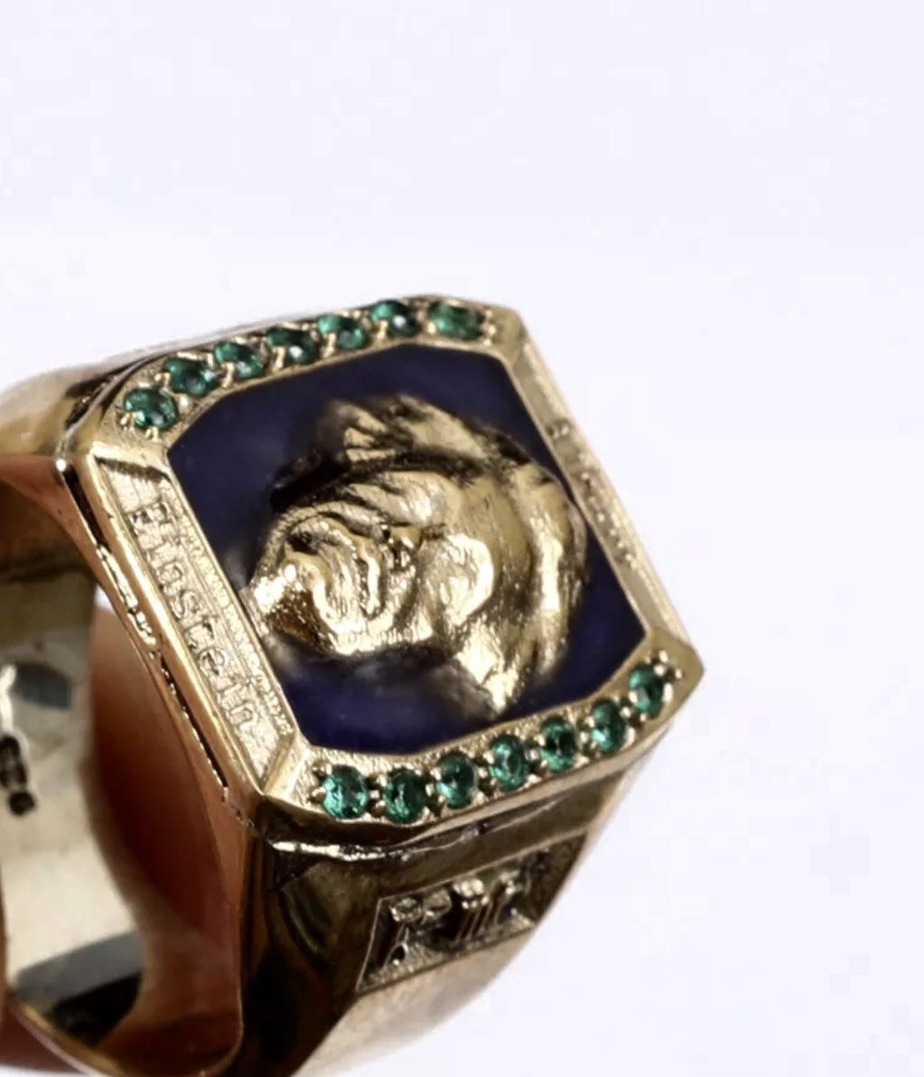 Albert Einstein Emerald Topaz & Black Onyx Silver & Bronze unisex Ring Size 10