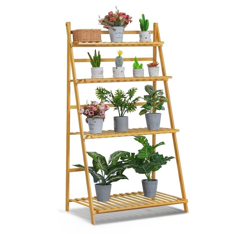 Bamboo 4-Level Plant Display Rack
