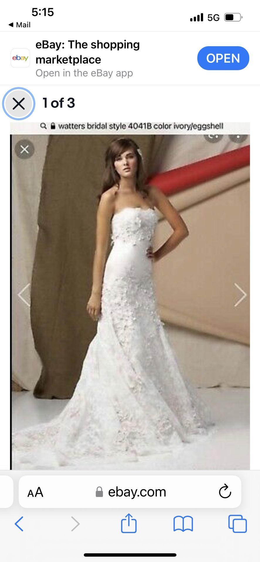 Watters and waters ivory/Eggshell Lace/Silk Satin Torreon Size 0 And Accessories