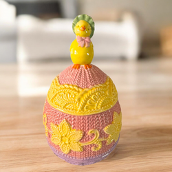 VINTAGE Easter Chick Cookie Jar – Pastel Egg Ceramic  Iconic spring vibes 11” tall Easter egg