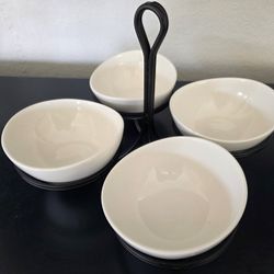 4 Bowl Serving Set with Metal Stand