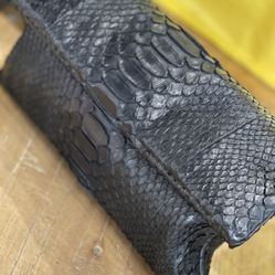 Exotic Python Leather Black New Clutch 