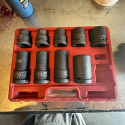 10 PC 1" Drive Impact Socket Truck Wheel Tire Service SAE Metric 15/16" to 1-1/2