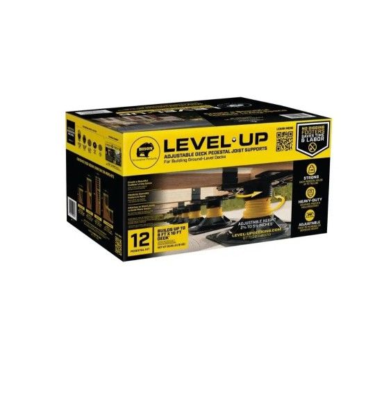 (Retail $290) Bison Level Up Adjustable Deck Pedestal Joist Support 12-Pedestal Kit.