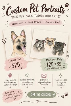 Custom Watercolor Pet Portrait Personalized Pet Art 4x6