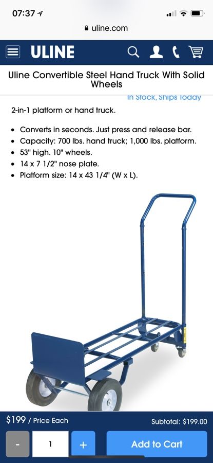 Uline Convertible Steel Hand Truck With Solid Wheels For Sale In San Mateo CA Uline Convertible Steel Hand Truck With Solid Wheels For Sale In San Mateo CA