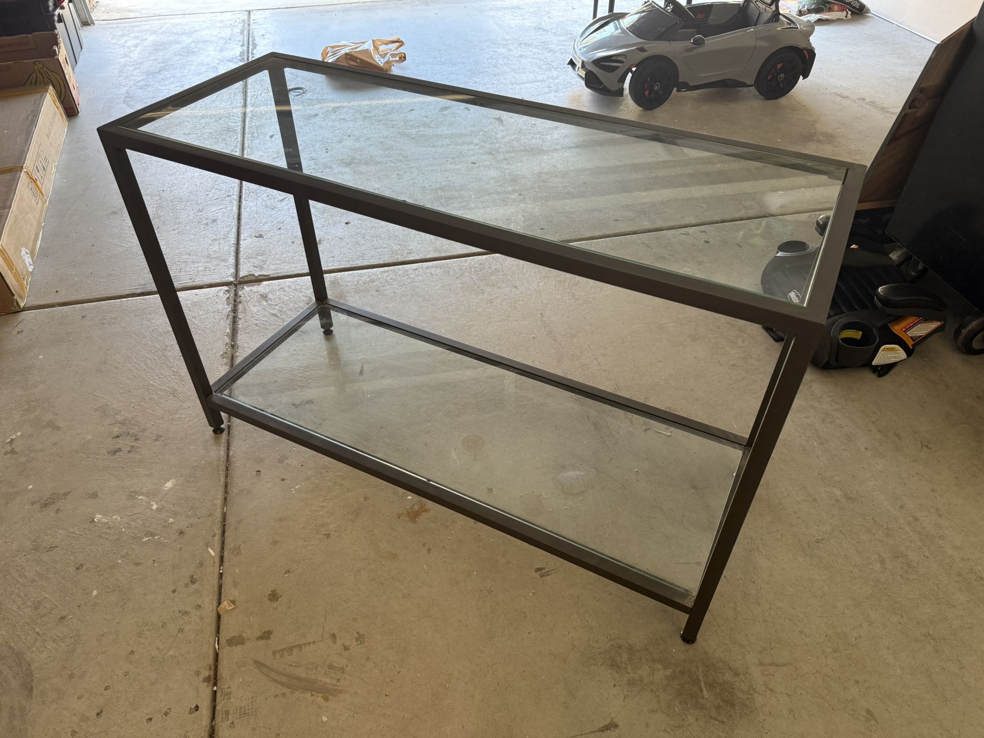 Glass And Metal Consul Table
