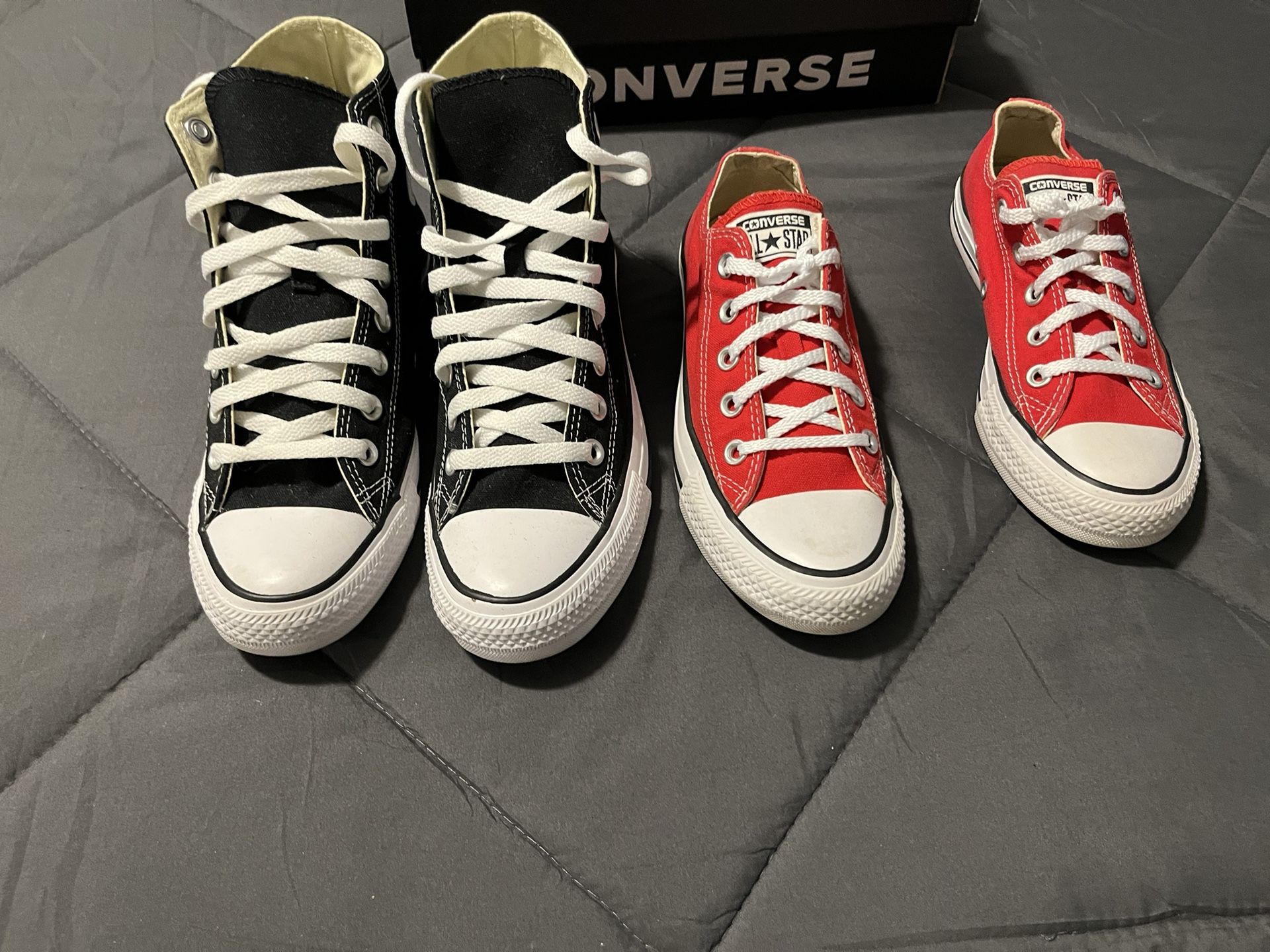 Converse Red Low Top  4.5 Men.. Size 6 Women  $45.. (Black Size 6.. New! $55) Both For $85