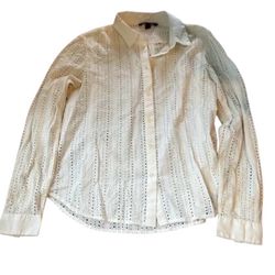 Banana Republic Sheer Lace Button Down Blouse Size XS