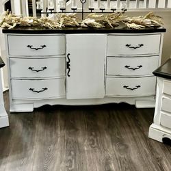 💙 farmhouse bedroom set dresser 2 two nightstands white espresso bedside end table 