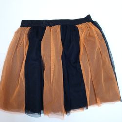 Cat & Jack Black and Orange Tulle Skirt. Halloween Girl apparel. Black /orange striped Tutu