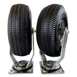 2-Swivel 10" Pneumatic Caster With Zinc Top Plate 360 Degree Rotation ?Black Rubber Wheel - 800 Lbs. Capacity
