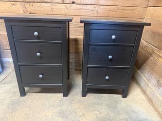 Pair of Ikea Hemnes Black 3-Drawer Nightstands