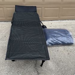 Folding Camping Cot with 2 Sided Comfort Mattress Double Layer Oxford Fabric Folding Bed Portable Sleeping Bed Cot for Camp Office Nap Beach Travel