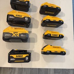 DeWalt 20V MAX Batteries - Lot of 8 (various AH)