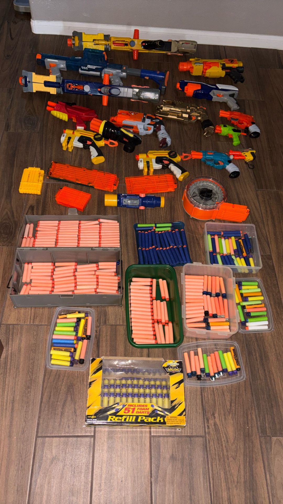 NERF GUNS. 15. +. 263 Used Foam Darts. & 51 New In Package