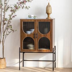 41.3"(H) Wooden Storage Cabinet with Glass Doors
