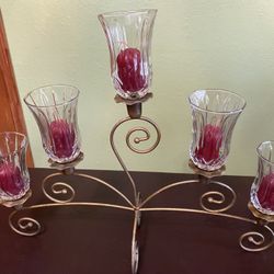 Brass table top 5 candle holder