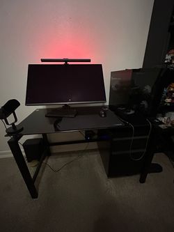 Black Glass Top Computer Desk