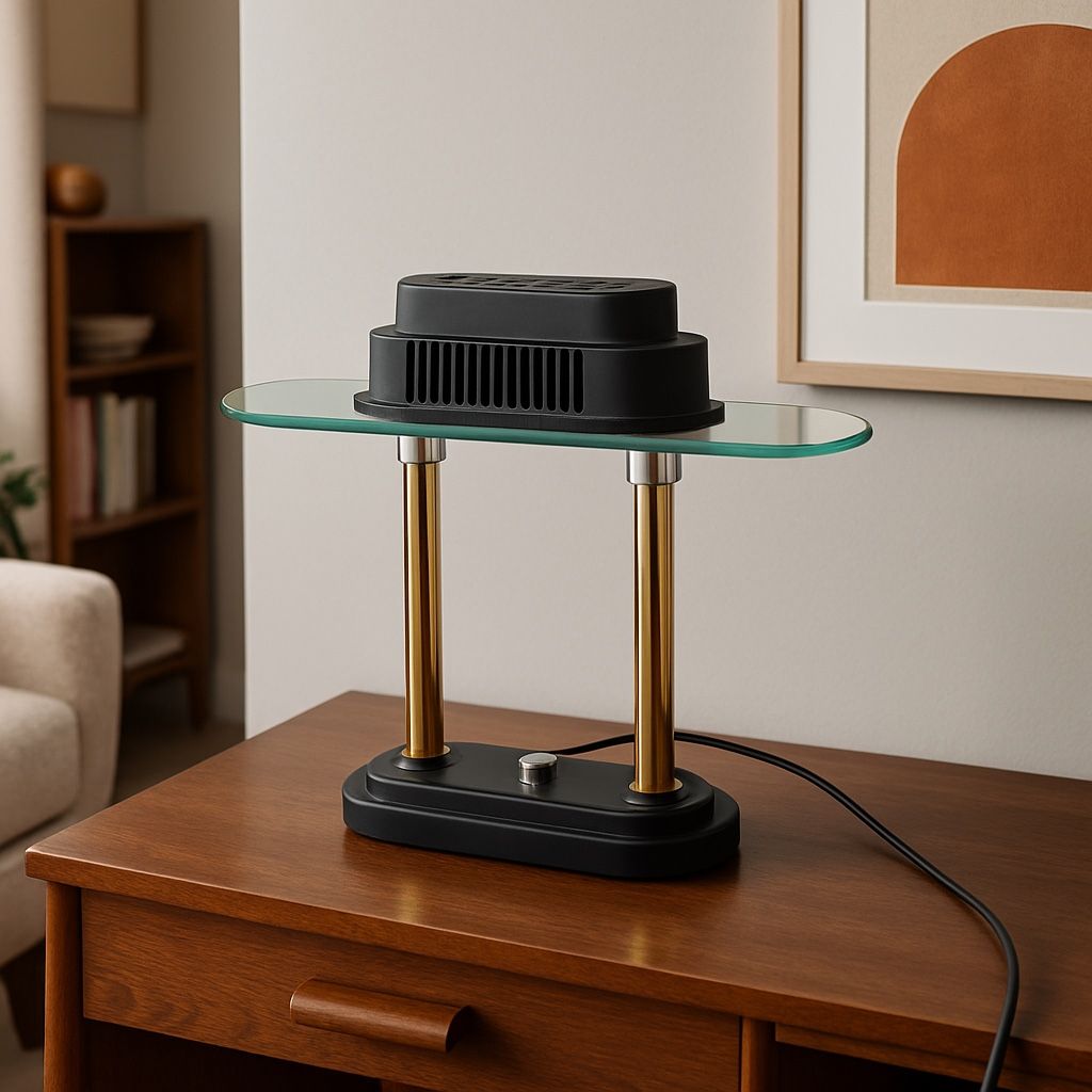 Modern Glass & Brass Table Lamp – Unique Designer Style
