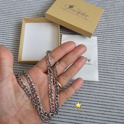 Silver Chain for Men Boys, 14K Gold Plated Men's Chain Necklaces Cool Figaro Chain for Men Boys, Hip-Hop 5.5mm/7mm Mens Chain 18 Inches NEW.

