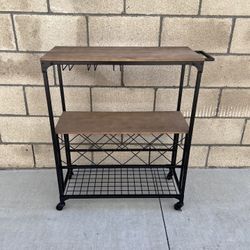 NEW Black & Brown Brackenhill Rolling Bar Cart **New in box** **FIRM PRICE**