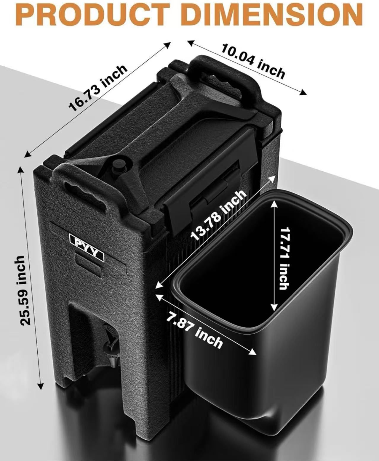 Insulated Beverage Dispenser 5 Gallon - Hot and Cold Drink Container with Handles, Black