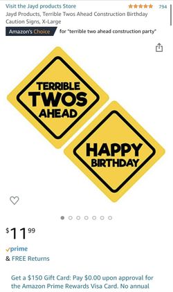 Terrible 2 Birthday Signs $5