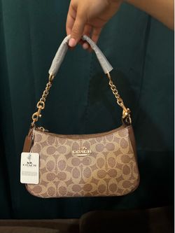 Teri Shoulder Bag In Signature Canvas Gold/Tan/Brown