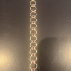Silver Bracelet With Ruby Stones
