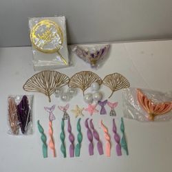 Glitter Mermaid Cake Topper Happy Birthday Cake 30 pieces.   (AB)