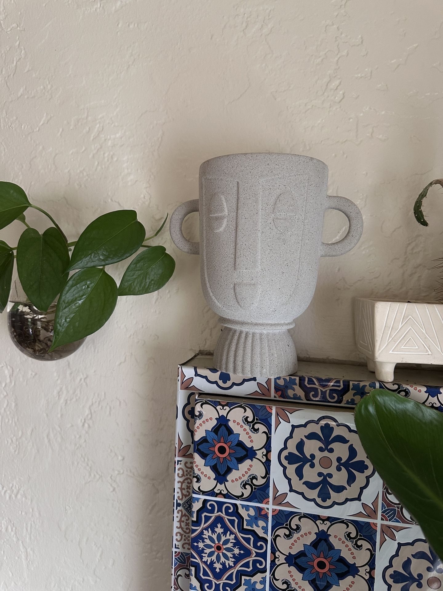 Concrete Face  Plant Pot 