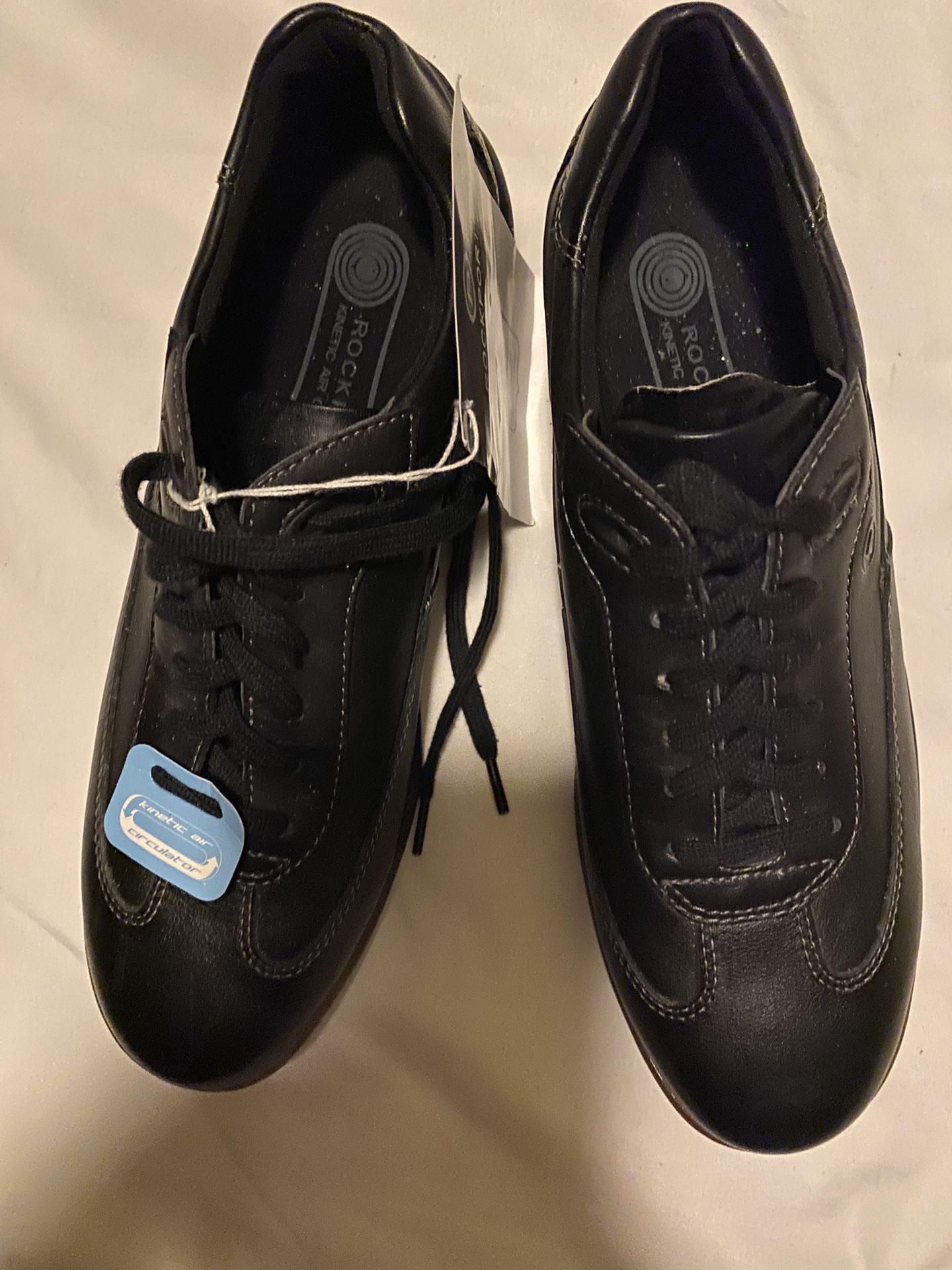 Women’s Rockport Black Leather Shoes With Rubber Sole