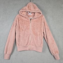 AQ-SPORT WOMEN’S PINK COZY FAUX FUR HOODED FULL ZIP JACKET SIZE M