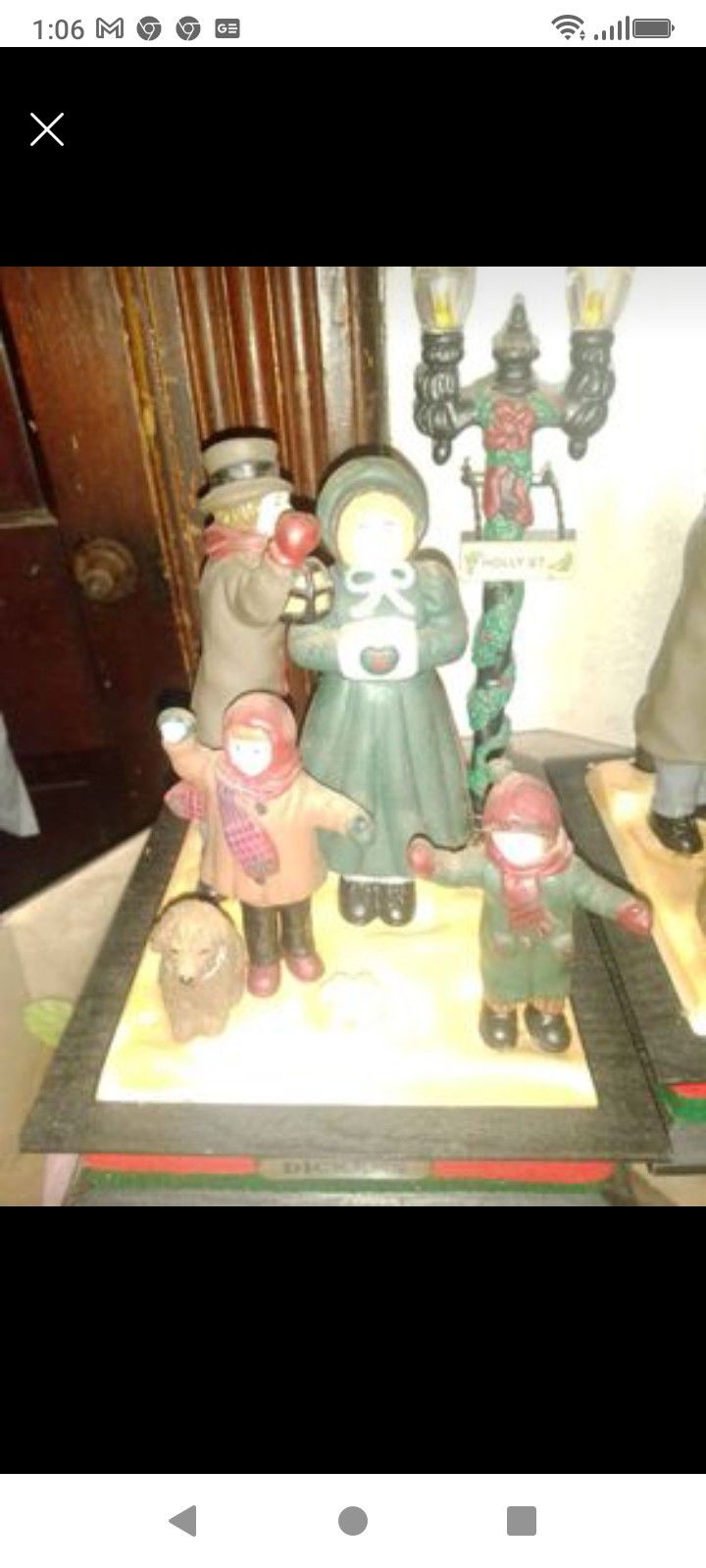 Vintage, Charles Dickens Family Carolers. Active, Musical With Lights. 1 Left