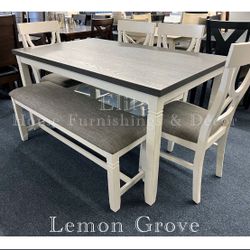 White 6Pc Dining Set 