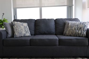 Dark Gray 3-Seat Fabric Sofa Bed