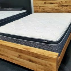 New light oak bed frame