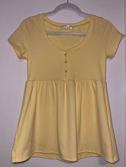 Yellow Ribbed Baby Doll Top