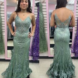 New With Tags Glitter & Sequin Fitted Long Formal Dress & Prom Dress $199