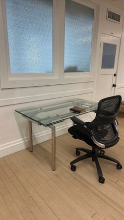 Glass desk and chair