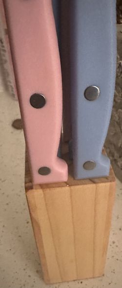 6 Colorful Kitchen Knife Set with Wooden Block Storage