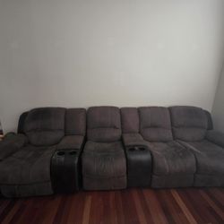 Free Recliner Sofa. It Has Two Recliner On Each Ends.  Measurements Are 139 Inches 