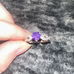 Heart Shaped Ring From Kay Jewelers (Sterling Silver With A Purple Stone)