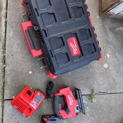 Milwaukee M18 FUEL D-HANDLE JIG SAW, Battery , Charger, Packout Out Small Tool Box , Like New Condition 