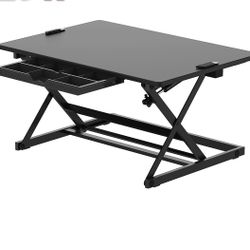 32-Inch Height Adjustable Standing Desk Converter Riser Workstation, Black