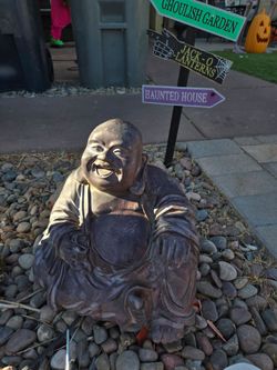 Medium sized Laughing Buddha Outdoor Garden Statue