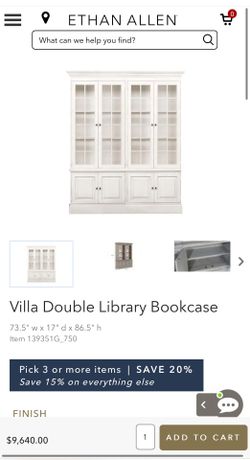 Ethan Allen Villa Double Bookcase 